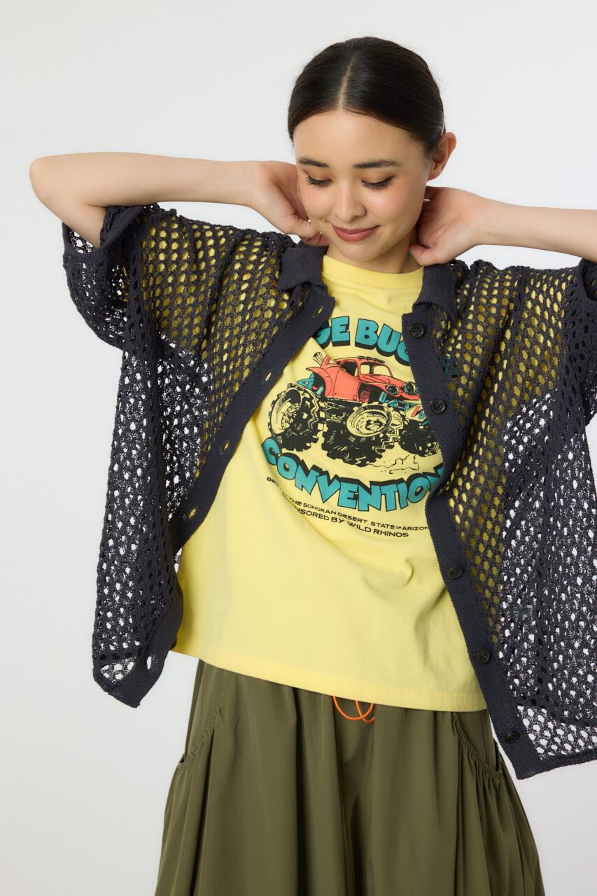 RODEO CROWNS「襟付きメッシュニットカーディガン」|ニット・セーター|