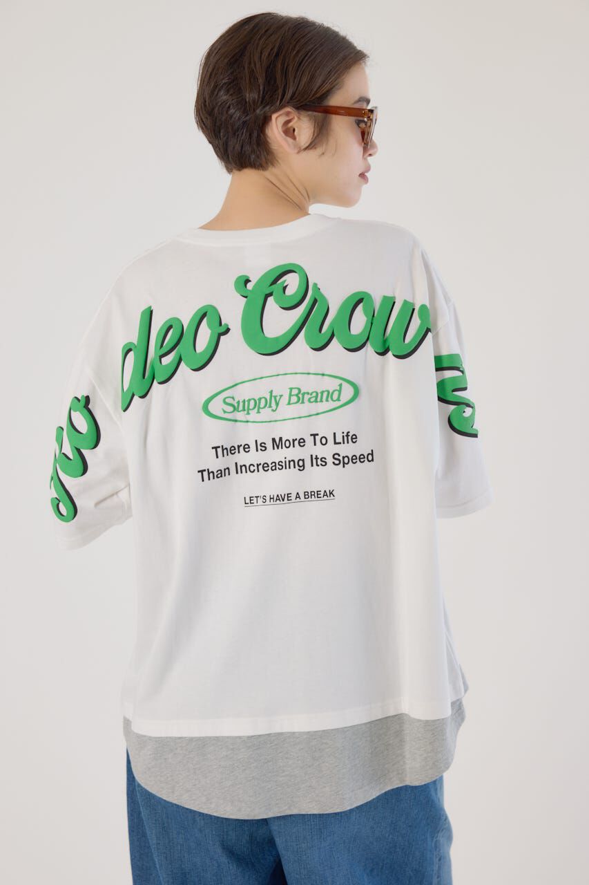 RODEO CROWNS「フェイクレイヤードスクリプトロゴ Tシャツ」|Tシャツ・カットソー|O/WHT1