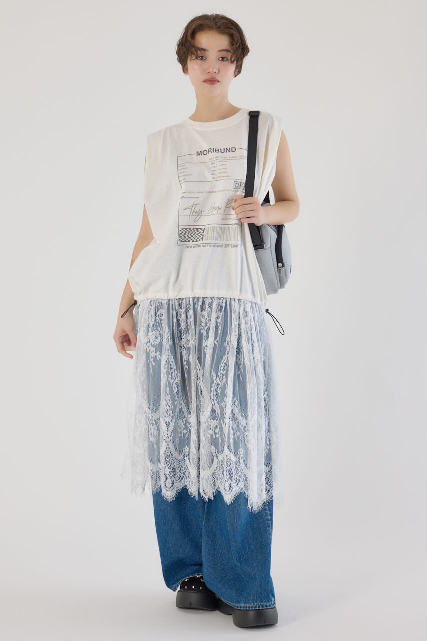 RODEO CROWNS「レースドッキングブラウジングワンピース」|ワンピース|O/WHT1