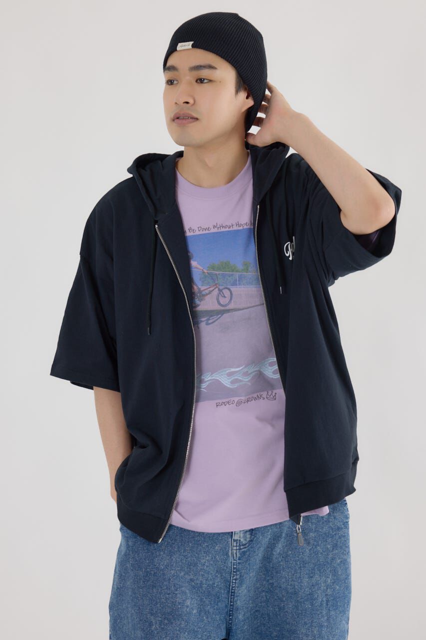 RODEO CROWNS「ハーフスリーブロゴZIPパーカー」|パーカー|