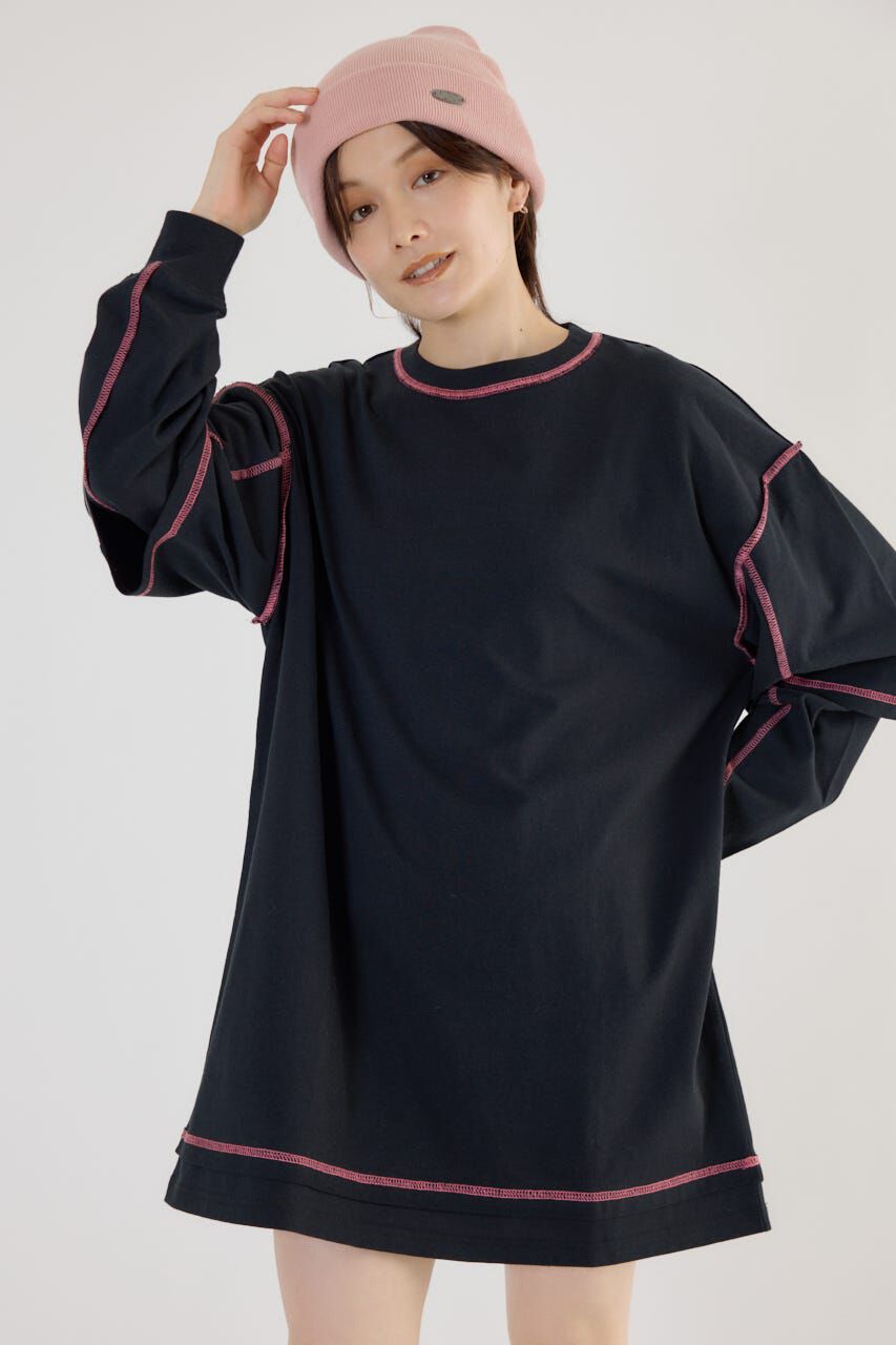 RODEO CROWNS「カラーステッチレイヤードワンピース」|ワンピース|BLK