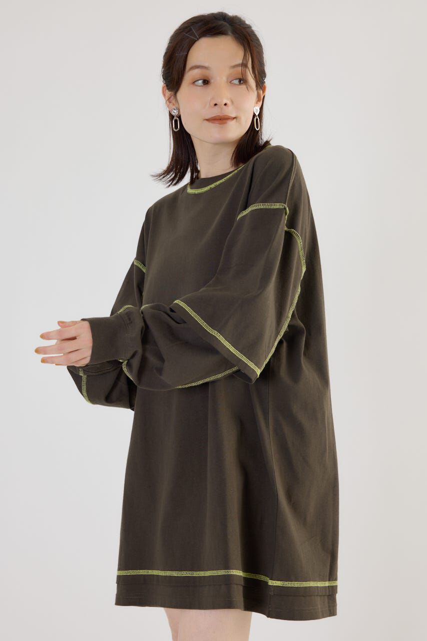 RODEO CROWNS「カラーステッチレイヤードワンピース」|ワンピース|BRN