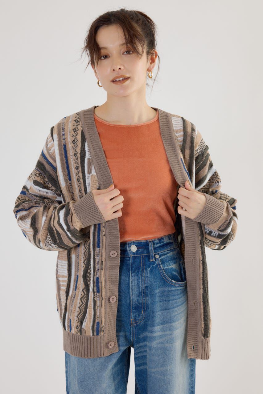 RODEO CROWNS「3Dマルチカラーニットカーディガン」|カーディガン|