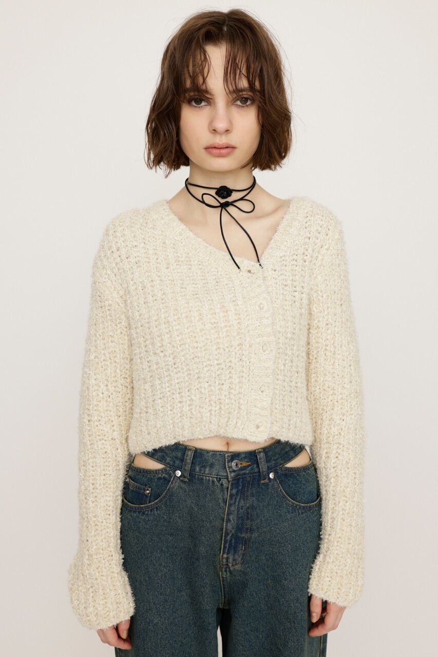 SLY「TAPE YARN SLANT NECK カーディガン」|ニット・セーター|