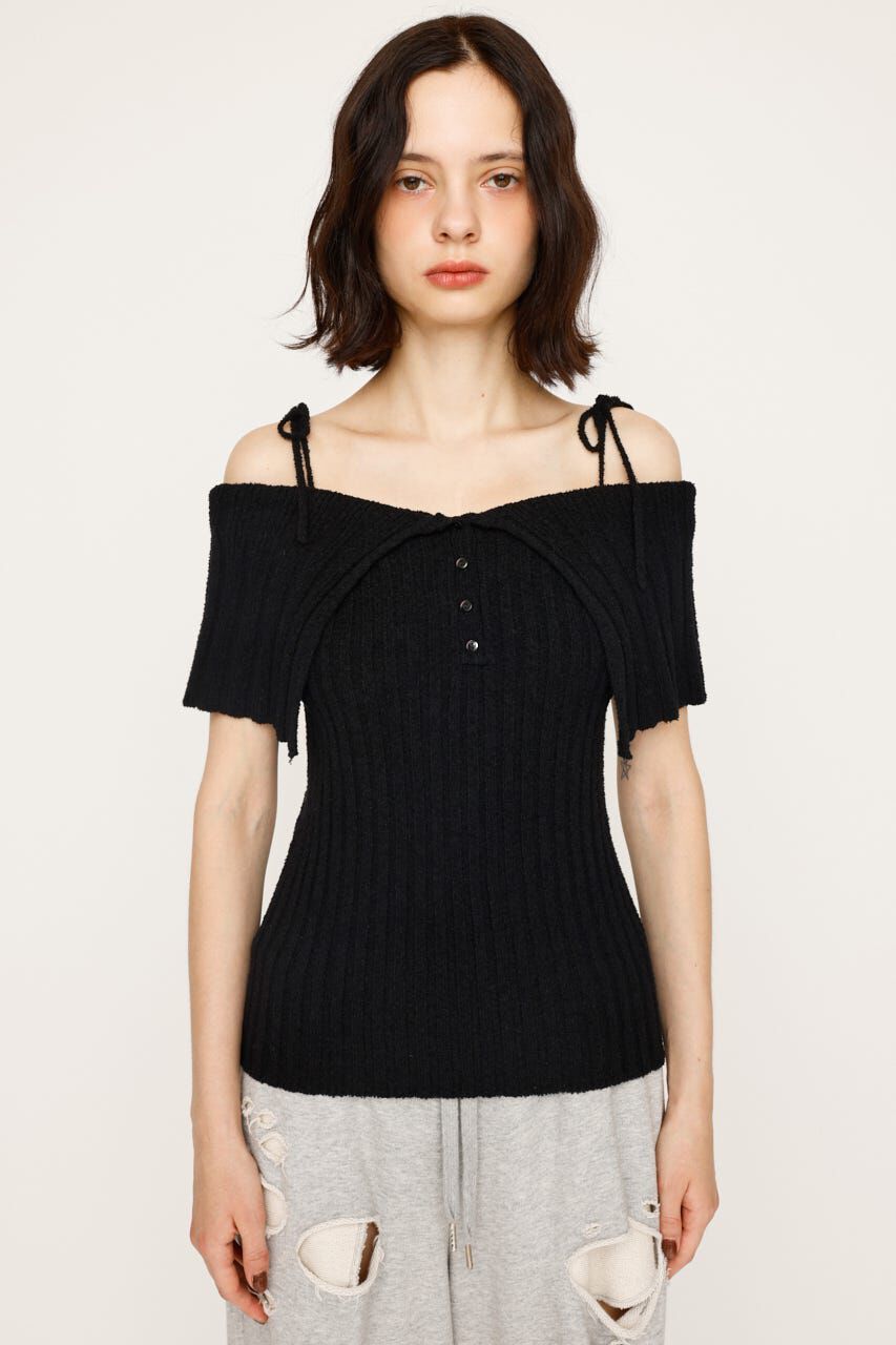 SLY「OFFSHOULDER RIB HG トップス」|ニット・セーター|