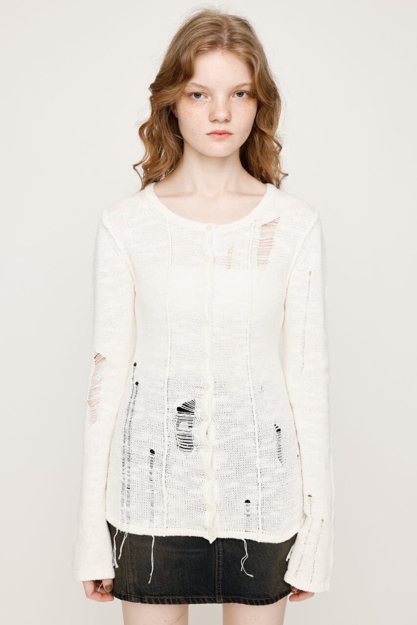 SLY「FRONT BUTTON CRASH カーディガン」|カーディガン|