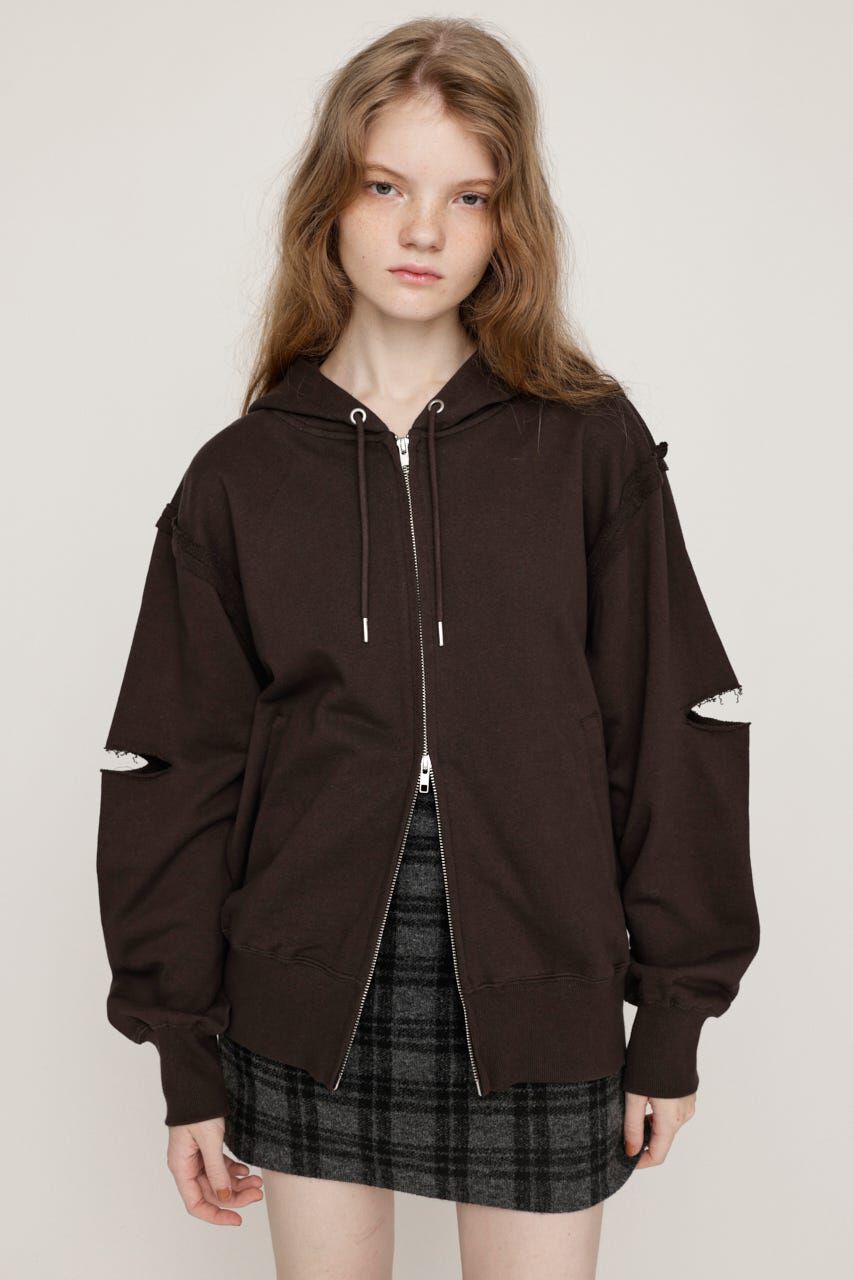 SLY「SLIT ZIP SW パーカー」|パーカー|BRN