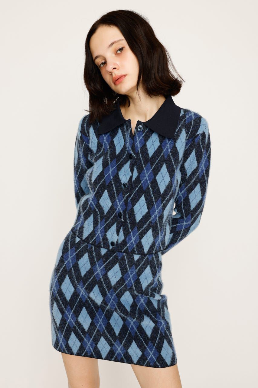 SLY「ARGYLE CHECK HG POLO シャツ」|ニット・セーター|BLU