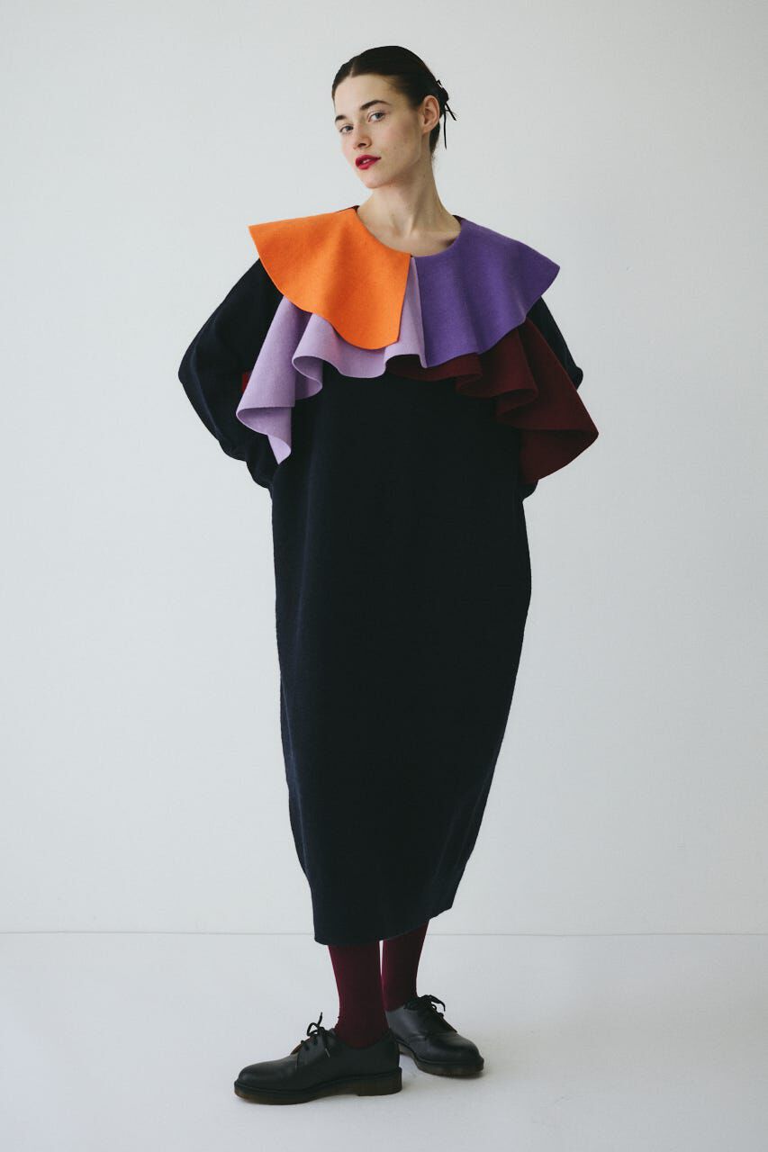 HeRIN.CYE「Ruffle knit dress」|ワンピース|NVY