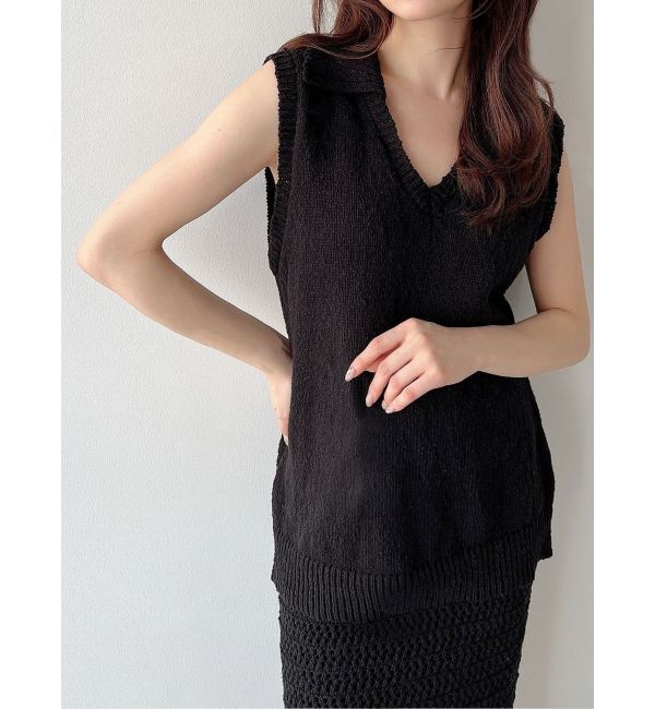 RESEXXY「ロングポロニット【セットアップ着用可能】」|ニット・セーター|ブラック