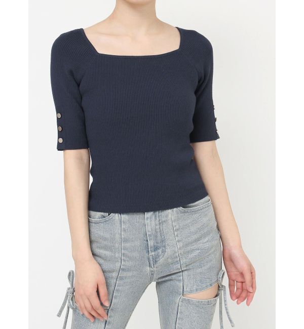 RESEXXY「シンプルスリーブニットトップス【ネイビーWEB限定カラー】」|ニット・セーター|