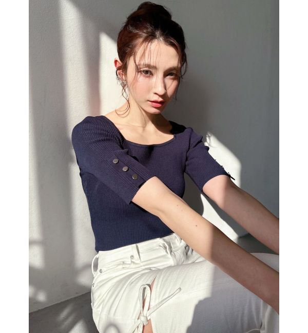 RESEXXY「シンプルスリーブニットトップス【ネイビーWEB限定カラー】」|ニット・セーター|