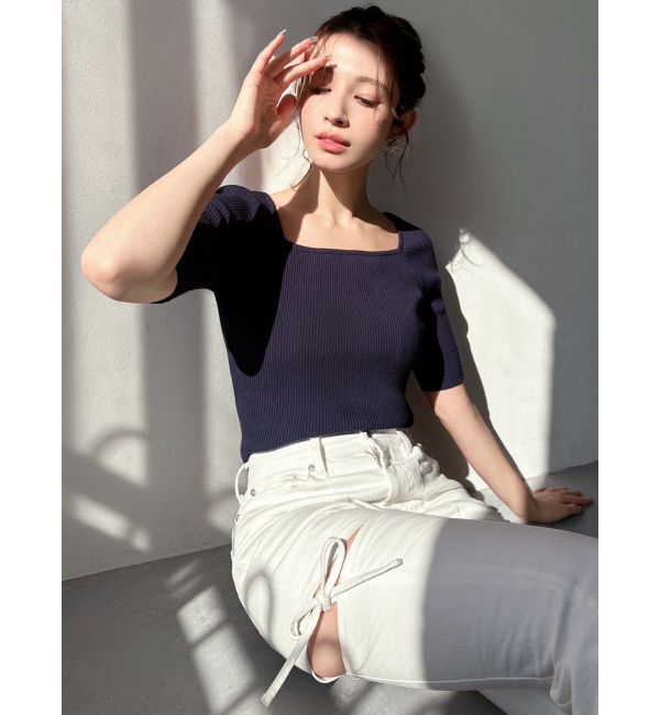 RESEXXY「シンプルスリーブニットトップス【ネイビーWEB限定カラー】」|ニット・セーター|
