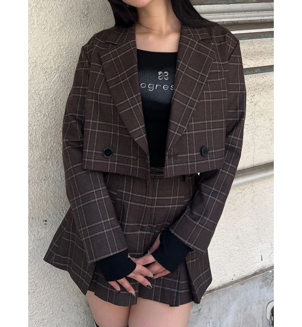 EMODA「テーラードショートジャケット」|テーラードジャケット|ブラウン