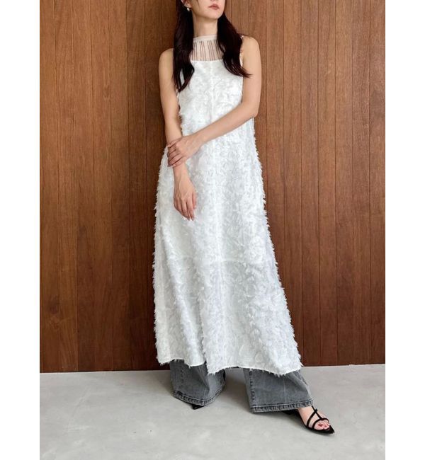 MERCURYDUO「【OUNNOUN】カットジャガードキャミワンピース」|ワンピース|ホワイト