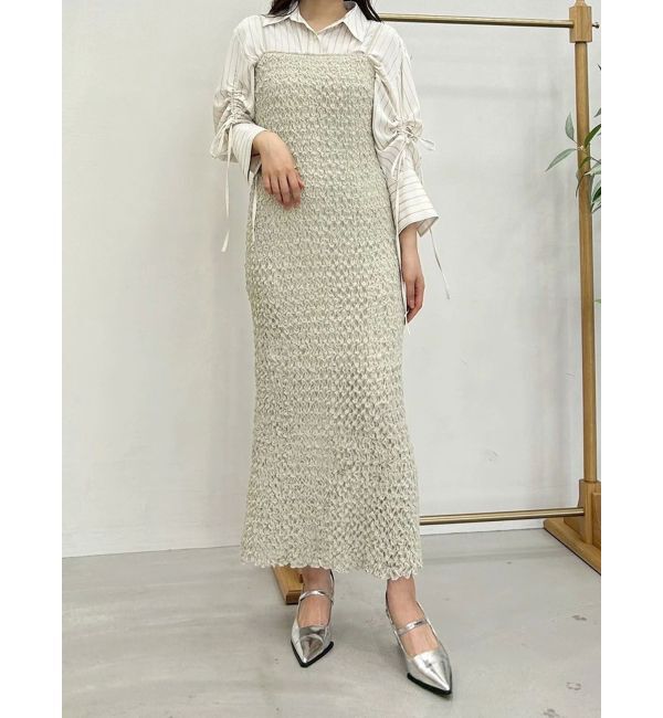 MERCURYDUO「【OUNNOUN】シュリンクシャーリングキャミワンピース」|ワンピース|ライム