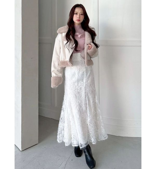 MERCURYDUO「オフショルリボンパールニット」|ニット・セーター|