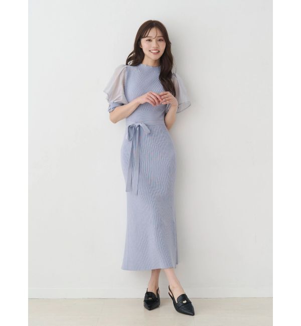 MERCURYDUO「異素材スリーブリブマーメイドワンピース」|ワンピース|