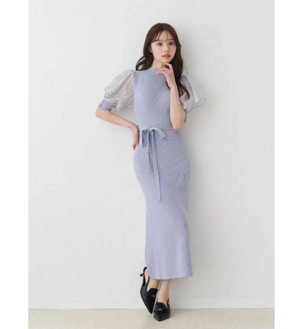 MERCURYDUO「異素材スリーブリブマーメイドワンピース」|ワンピース|