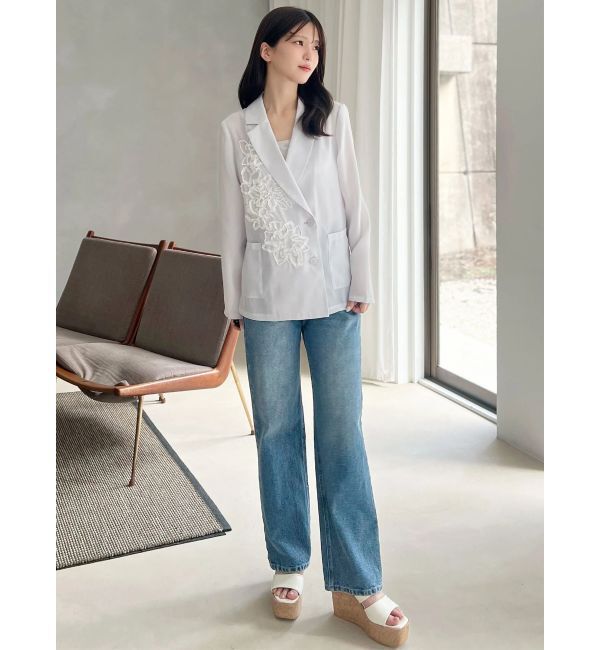 MERCURYDUO「フラワーエンブロイダリーシアージャケット」|テーラードジャケット|