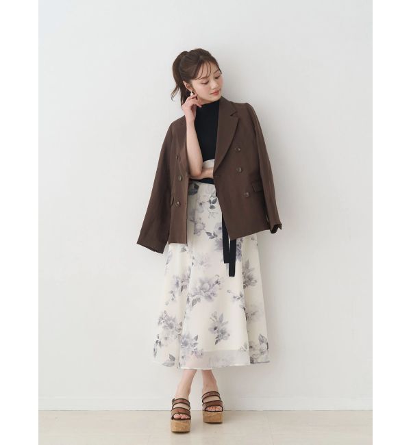 MERCURYDUO「花柄ドッキングハーフスリーブワンピース」|ワンピース|