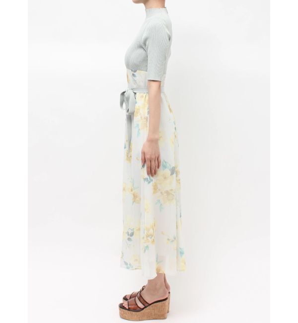 MERCURYDUO「花柄ドッキングハーフスリーブワンピース」|ワンピース|