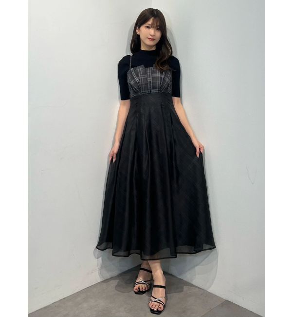 MERCURYDUO「チェックシアーレイヤードキャミワンピース」|ワンピース|