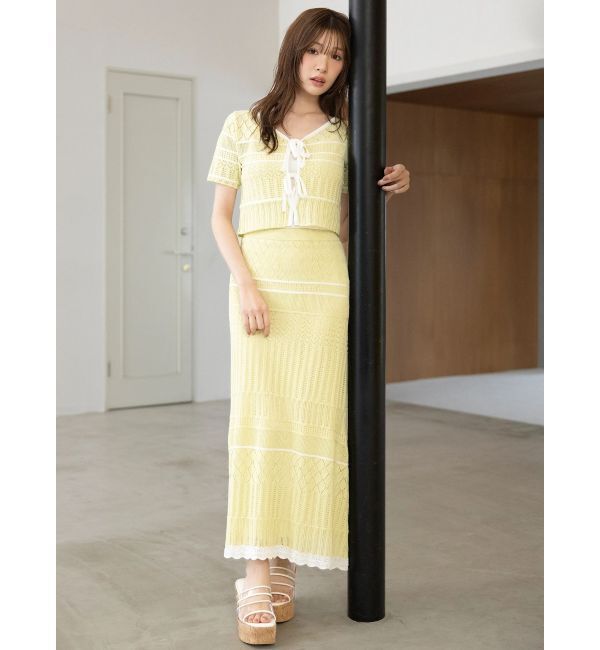 MERCURYDUO「クロシェ風ニットセットアップ」|ワンピース|