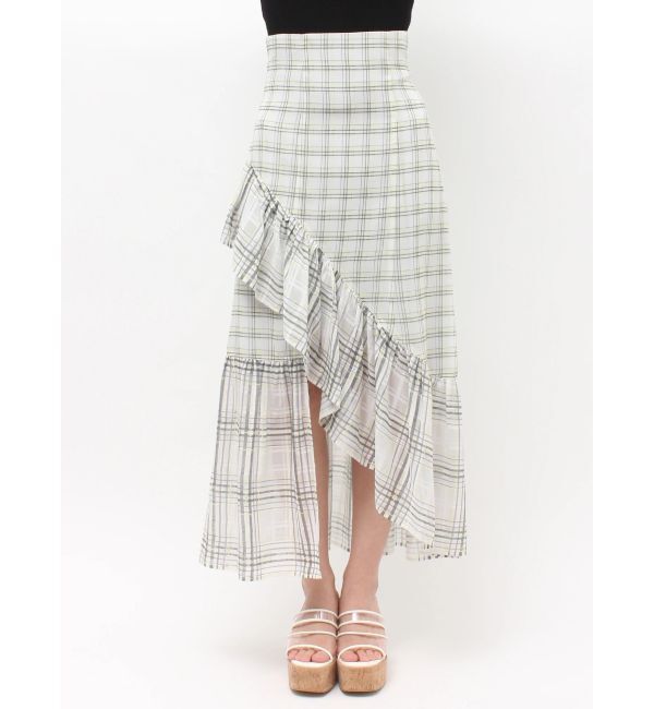 MERCURYDUO「シアーチェックイレヘムティアードスカート」|スカート|