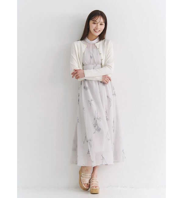 MERCURYDUO「花柄バックレースアップワンピース」|ワンピース|
