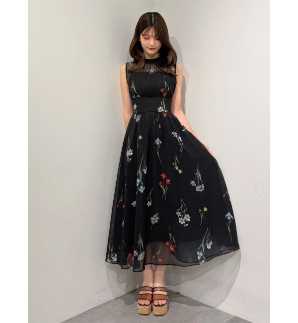 MERCURYDUO「花柄バックレースアップワンピース」|ワンピース|