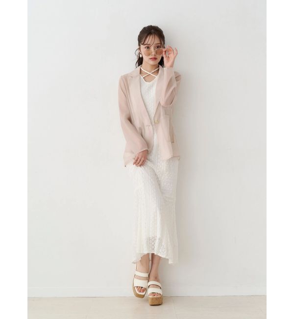 MERCURYDUO「カットレースブロッキングマーメイドワンピース」|ワンピース|