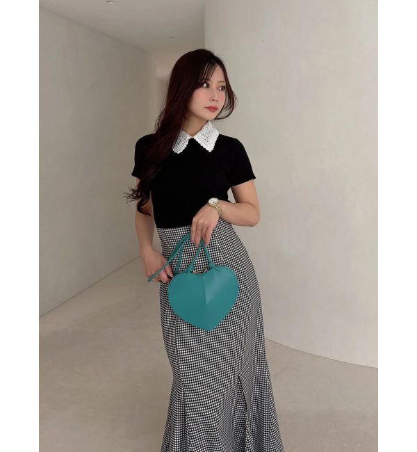 MERCURYDUO「レース襟ハーフスリーブニット」|ニット・セーター|