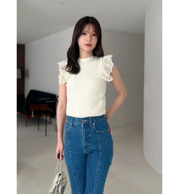 MERCURYDUO「異素材フリルボトルニット」|ニット・セーター|