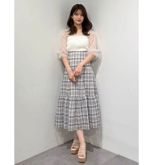 MERCURYDUO「チュールギャザー使いニット」|ニット・セーター|