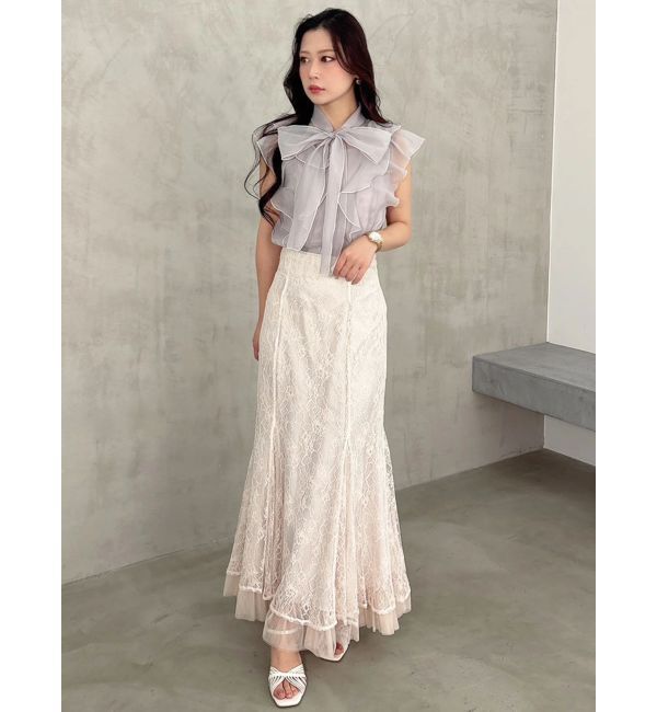 MERCURYDUO「裾チュールレースマーメイドスカート」|スカート|