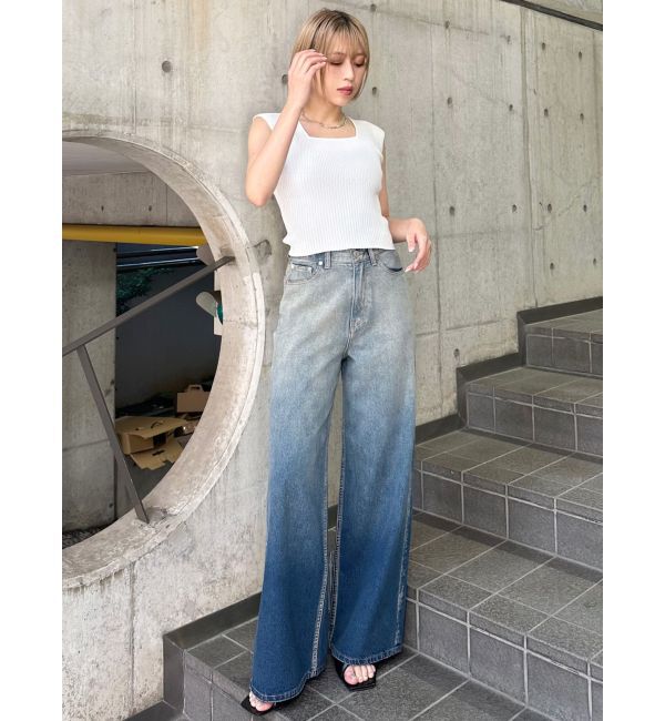MURUA「グラデーションワイドデニム」|デニム|