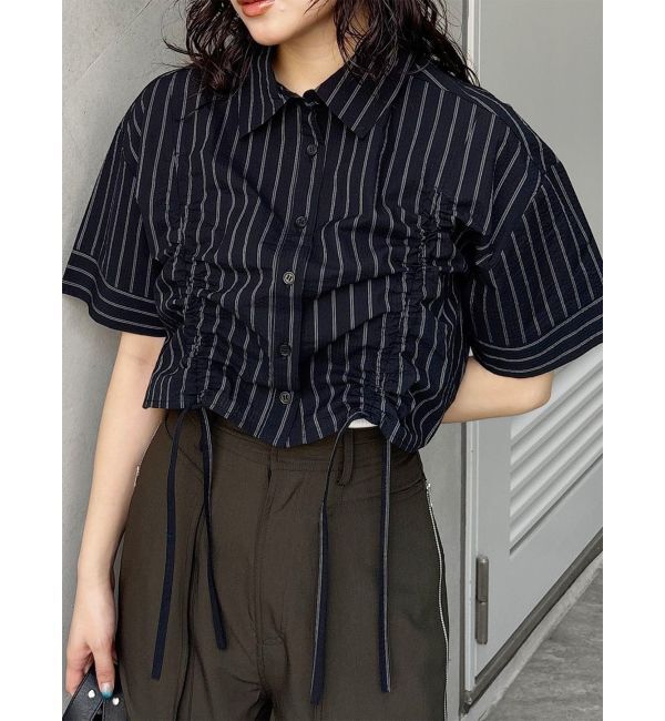 MURUA「バイカラーシャーリングシャツ」|シャツ・ブラウス|ブラック