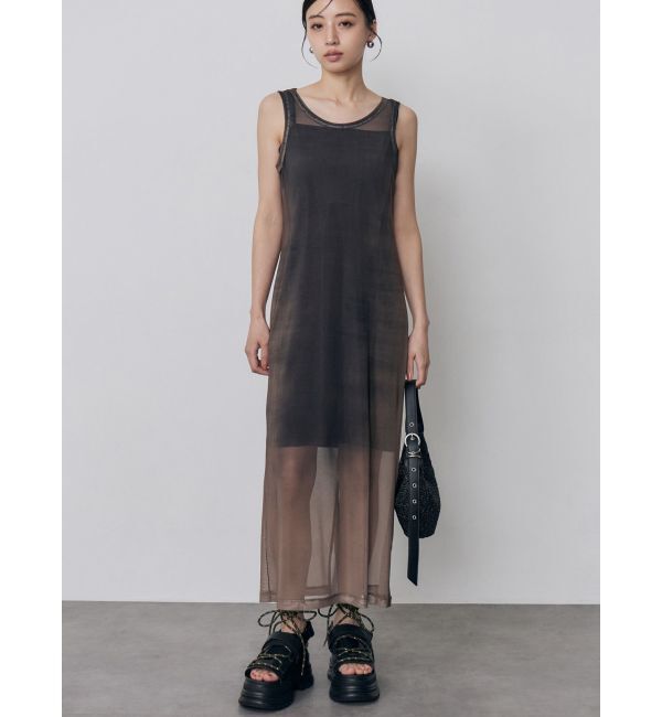 MURUA「デニムプリントシアーワンピース」|ワンピース|ブラウン