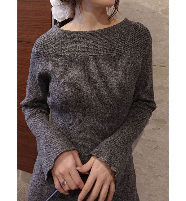 LAGUNAMOON「オフショルリブニットワンピース」|ワンピース|グレー