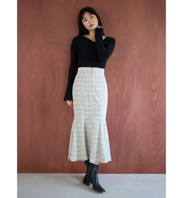 LAGUNAMOON「ボウタイアシンメトリーネックニットプルオーバー」|ニット・セーター|