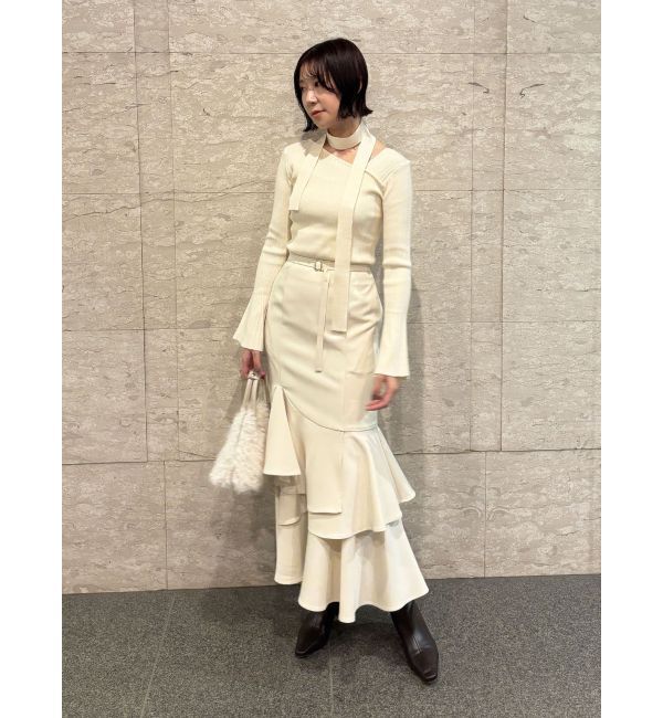 LAGUNAMOON「ボウタイアシンメトリーネックニットプルオーバー」|ニット・セーター|