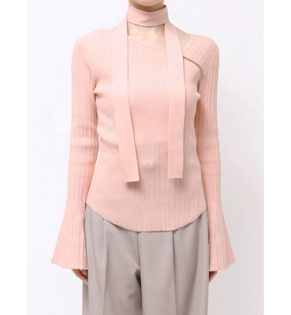 LAGUNAMOON「ボウタイアシンメトリーネックニットプルオーバー」|ニット・セーター|