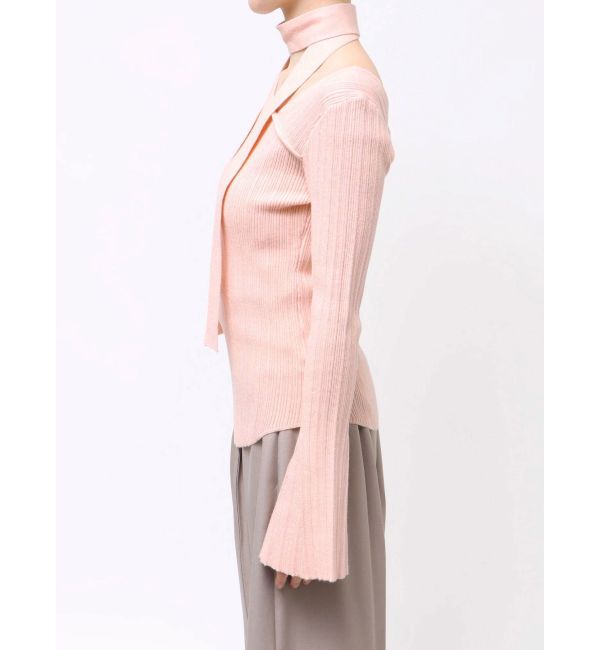 LAGUNAMOON「ボウタイアシンメトリーネックニットプルオーバー」|ニット・セーター|