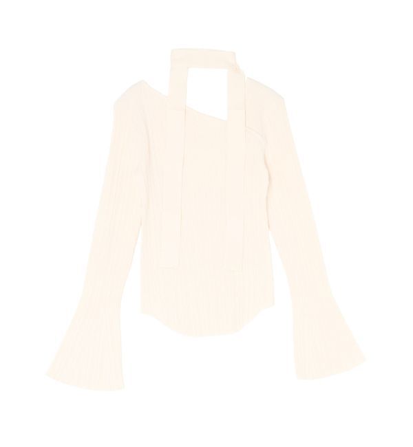 LAGUNAMOON「ボウタイアシンメトリーネックニットプルオーバー」|ニット・セーター|