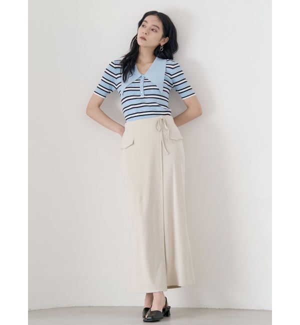 LAGUNAMOON「ヘムレイヤードビッグカラーポロニットプルオーバー」|ニット・セーター|