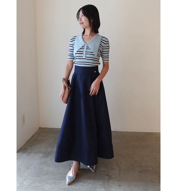 LAGUNAMOON「ヘムレイヤードビッグカラーポロニットプルオーバー」|ニット・セーター|