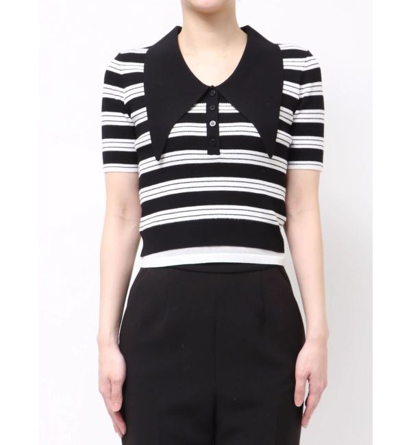 LAGUNAMOON「ヘムレイヤードビッグカラーポロニットプルオーバー」|ニット・セーター|