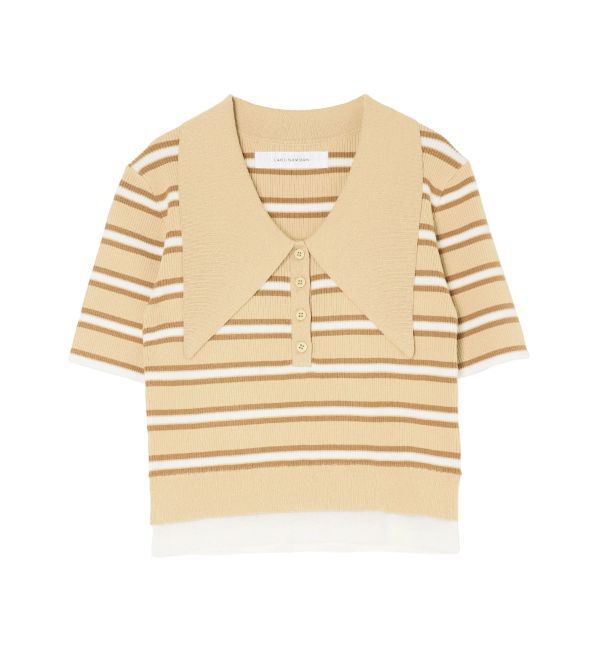 LAGUNAMOON「ヘムレイヤードビッグカラーポロニットプルオーバー」|ニット・セーター|