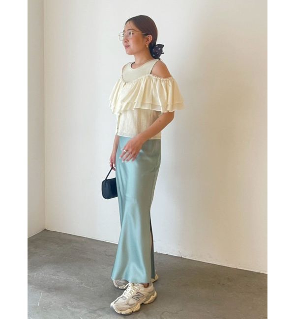 LAGUNAMOON「【接触冷感】スリットサテンナロースカート」|スカート|